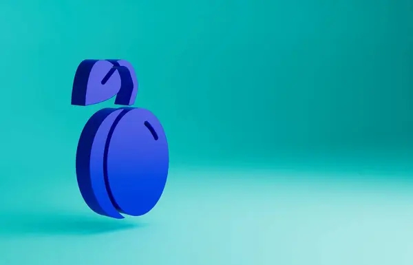 Blaue Pflaume Frucht Symbol Isoliert Auf Blauem Hintergrund Minimalismus Konzept — Stockfoto