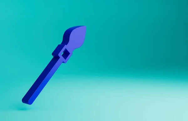 青の背景に青の中世の槍のアイコン 中世の武器 最小限の概念 3Dレンダリング図 — ストック写真