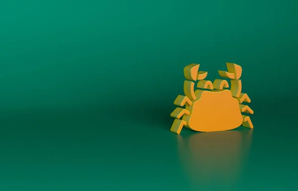 Orangefarbenes Krabbensymbol Auf Grünem Hintergrund Minimalismus Konzept Darstellung — Stockfoto