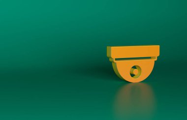 Turuncu Hareket algılayıcı simgesi yeşil arkaplanda izole edildi. Minimalizm kavramı. 3 Boyutlu resimleme.