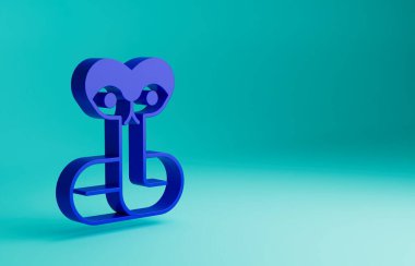 Mavi Yılan simgesi mavi arkaplanda izole edildi. Minimalizm kavramı. 3 Boyutlu resimleme.