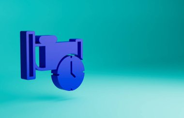 Mavi zaman uyku ikonu mavi arkaplanda izole edildi. Uykulu Zzzz. Sağlıklı bir yaşam tarzı. Minimalizm kavramı. 3 Boyutlu resimleme.