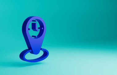 Mavi Zaman dilimi simgesi mavi arkaplanda izole edildi. Minimalizm kavramı. 3 Boyutlu resimleme.