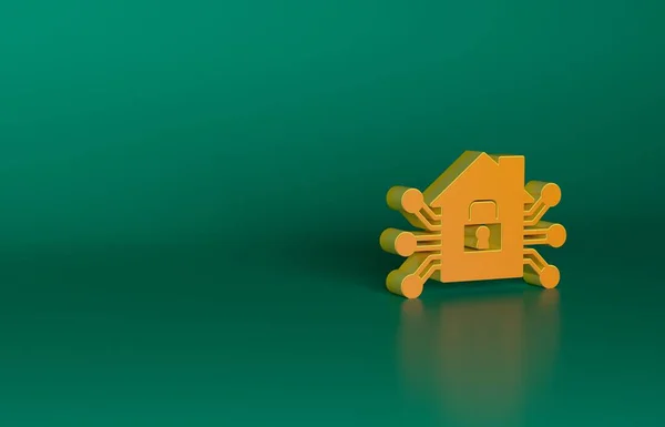 Orange Smart Home Icon Isolated Green Background Remote Control Minimalism — Stock Photo, Image