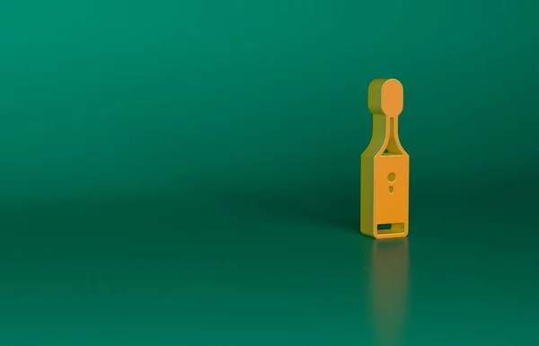 Oranje Elektrische Tandenborstel Pictogram Geïsoleerd Groene Achtergrond Minimalisme Concept Weergave — Stockfoto
