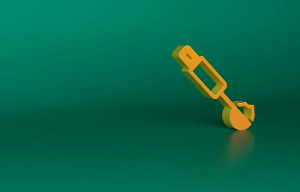 オレンジ緑色の背景に隔離されたスプーンアイコンを測定します 最小限の概念 3Dレンダリング図 — ストック写真
