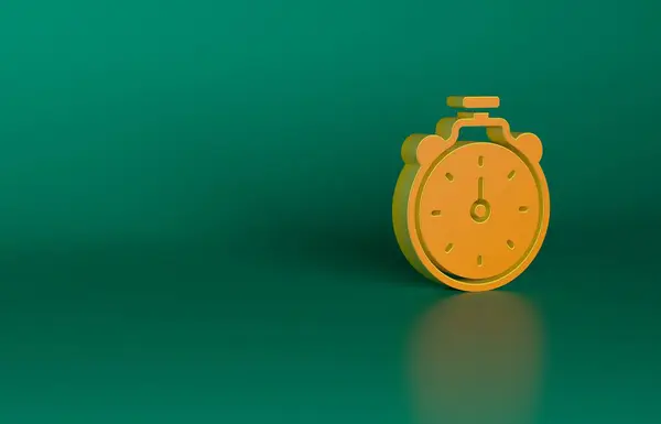 Icona Del Cronometro Arancione Isolata Sfondo Verde Timer Temporale Segno — Foto Stock