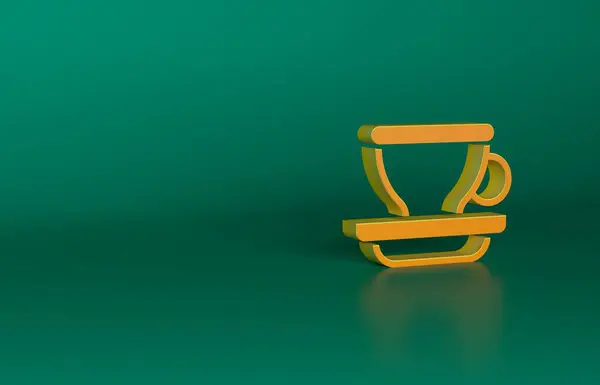 Ікона Помаранчевого Чашку Ізольована Зеленому Фоні Чай Гаряча Кава Концепція — стокове фото