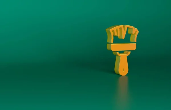 オレンジ緑の背景に隔離されたシェービングブラシアイコン バーバーショップのシンボル 最小限の概念 3Dレンダリング図 — ストック写真
