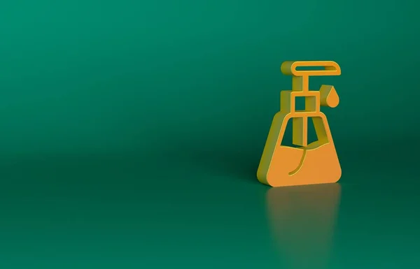 緑の背景に隔離されたオレンジクリームまたは化粧水チューブアイコン 男性用ボディケア製品 最小限の概念 3Dレンダリング図 — ストック写真