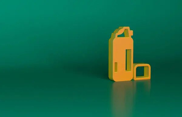 Oranje Scheergel Schuim Pictogram Geïsoleerd Groene Achtergrond Scheerschuim Minimalisme Concept — Stockfoto
