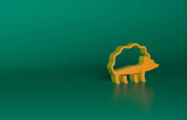 Ікона Orange Hedgehog Ізольована Зеленому Тлі Символ Тварини Концепція Мінімалізму — стокове фото