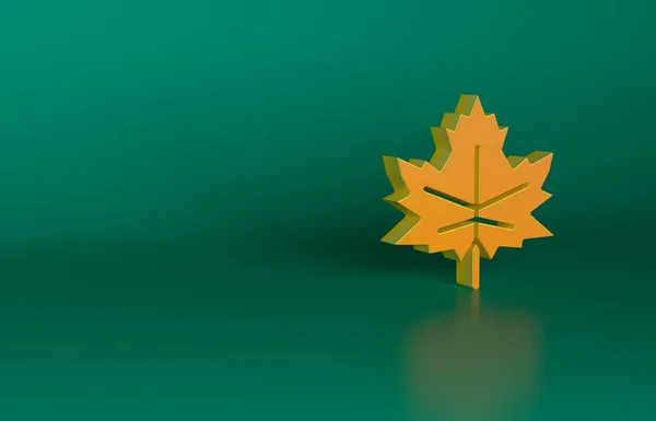 Ikona Pomarańczowego Liścia Zielonym Tle Pozostawia Znak Świeży Naturalny Symbol — Zdjęcie stockowe