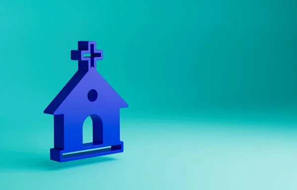 Blue Church Byggnad Ikon Isolerad Blå Bakgrund Kristna Kyrkan Kyrkans — Stockfoto