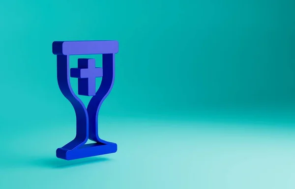 青の背景に隔離された青のクリスチャンのシャリーアイコン キリスト教のアイコン ハッピーイースター 最小限の概念 3Dレンダリング図 — ストック写真