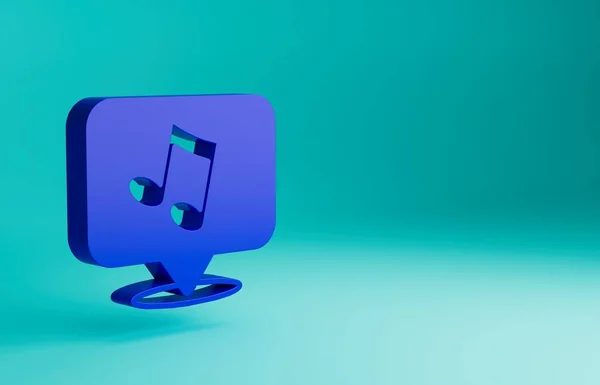 Nota Música Azul Icono Tono Aislado Sobre Fondo Azul Concepto — Foto de Stock