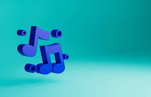 青の音楽ノート 青の背景に隔離されたトーンアイコン 最小限の概念 3Dレンダリング図 — ストック写真