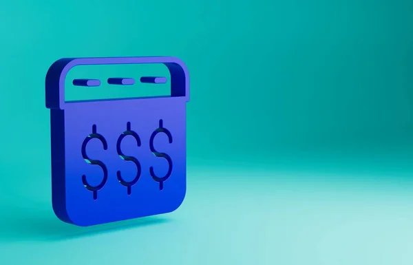 Blue Payday Calendar Dollar Icon Isolated Blue Background Minimalism Concept — Stock Photo, Image