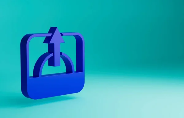 Blue Sunrise icon isolated on blue background. Minimalism concept. 3D render illustration.
