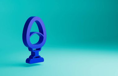 Mavi Kol Koltuğu simgesi mavi arkaplanda izole edildi. Minimalizm kavramı. 3 Boyutlu resimleme.