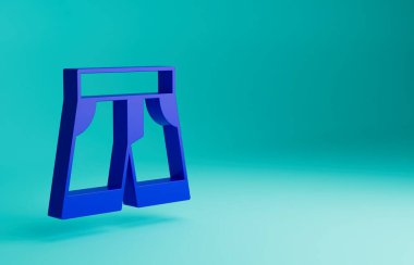 Mavi ya da kısa pantolon ikonu mavi arkaplanda izole edildi. Minimalizm kavramı. 3 Boyutlu resimleme.