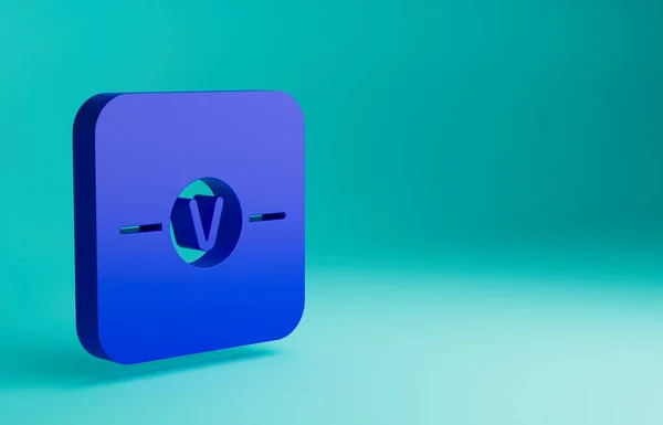 Icono Componente Electrónico Blue Voltmeter Aislado Sobre Fondo Azul Esquema — Foto de Stock