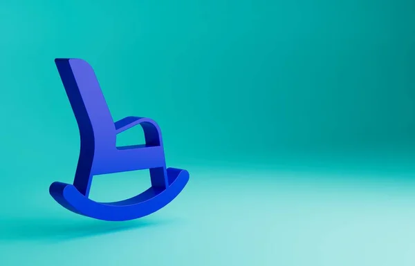 Blaues Schaukelstuhl Symbol Isoliert Auf Blauem Hintergrund Minimalismus Konzept Darstellung — Stockfoto