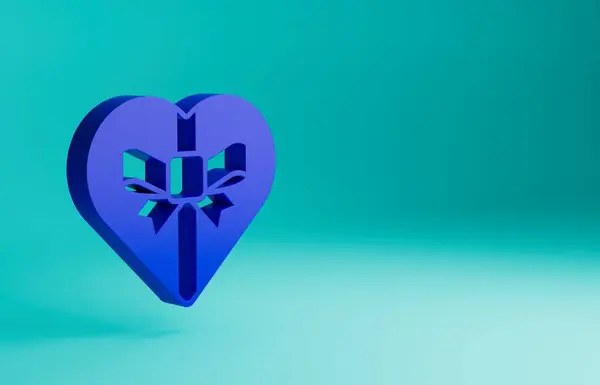 Блакитні Цукерки Коробці Каркасом Луком Ізольовані Синьому Фоні Валентинів День — стокове фото