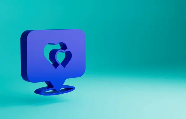 Blauer Kartenzeiger Mit Herz Symbol Auf Blauem Hintergrund Valentinstag Liebeskummer — Stockfoto