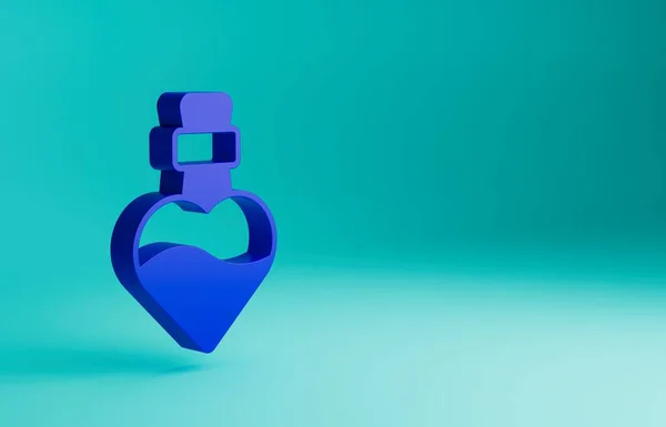 Botella Azul Con Icono Poción Amor Aislado Sobre Fondo Azul — Foto de Stock