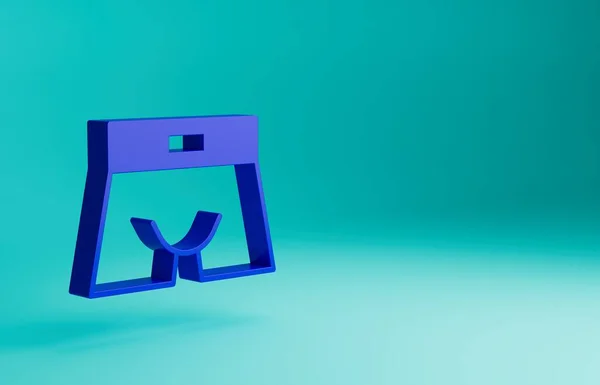 Blue Men underpants icon isolated on blue background. Man underwear. Minimalism concept. 3D render illustration.
