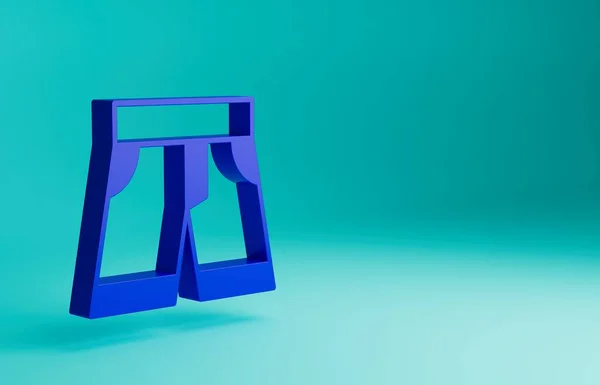 青の背景に隔離された青のショートまたはパンツアイコン 最小限の概念 3Dレンダリング図 — ストック写真
