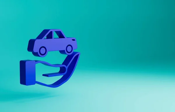 Піктограма Страхування Синього Автомобіля Ізольована Синьому Фоні Концепція Страхування Безпека — стокове фото