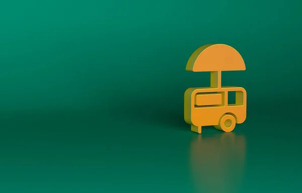 Orange Fast Street Food Cart Awning Icon Isolated Green Background — Stock Photo, Image