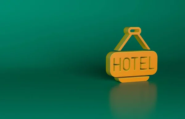 Außenwerbung Auf Orangefarbenem Schild Mit Hotelsymbol Auf Grünem Hintergrund Minimalismus — Stockfoto