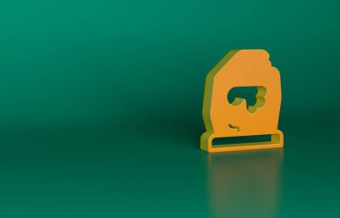 Turuncu Sihirli Rün simgesi yeşil arkaplanda izole edildi. Rune taşı. Minimalizm kavramı. 3 Boyutlu resimleme.