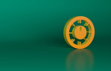 Turuncu Ses Karıştırıcı simgesi yeşil arkaplanda izole edildi. DJ ekipman kaydırma düğmeleri. Konsol karıştırılıyor. Minimalizm kavramı. 3 Boyutlu resimleme.