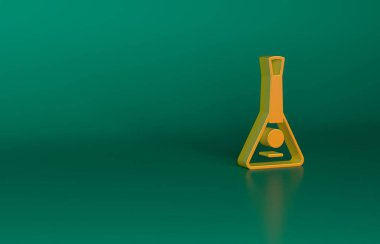 Turuncu müzik aleti Balalaika simgesi yeşil arkaplanda izole edildi. Minimalizm kavramı. 3 Boyutlu resimleme.