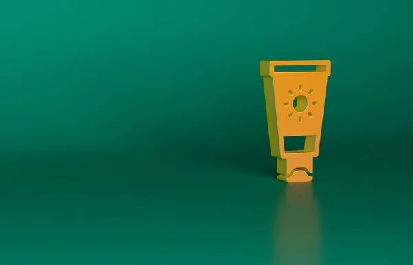 Orangefarbene Sonnencreme Röhrensymbol Isoliert Auf Grünem Hintergrund Schutz Der Haut — Stockfoto