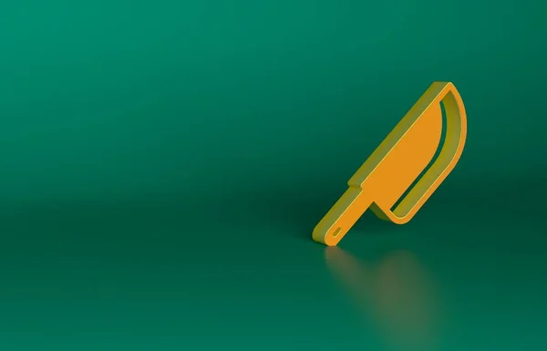 Иконка Orange Knife Выделена Зеленом Фоне Символ Столовых Приборов Счастливого — стоковое фото