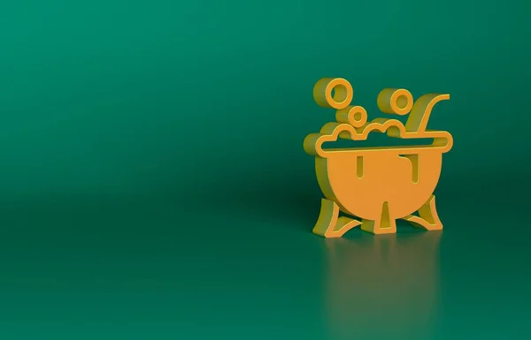 Ікона Відьми Оранжевої Галовіни Ізольована Зеленому Тлі Веселого Хелловін Концепція — стокове фото