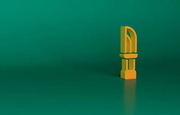 Icono Del Cuchillo Naranja Aislado Sobre Fondo Verde Símbolo Cubertería —  Fotos de Stock