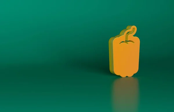 Orangen Paprika Oder Süße Paprika Symbol Isoliert Auf Grünem Hintergrund — Stockfoto