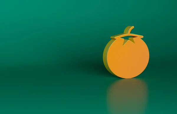 Orange Tomato Symbol Isoliert Auf Grünem Hintergrund Minimalismus Konzept Darstellung — Stockfoto
