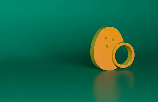 Ікона Оранжевого Кокосу Ізольована Зеленому Тлі Концепція Мінімалізму Рендеринг — стокове фото