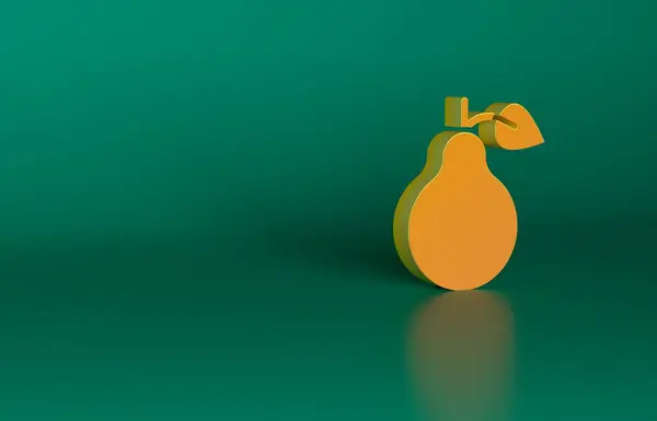 Ícone Orange Pear Isolado Fundo Verde Fruta Com Símbolo Folha — Fotografia de Stock