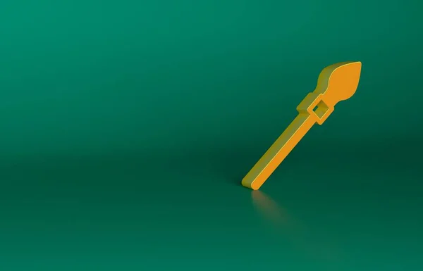 橙色中世纪矛形图标孤立在绿色背景 中世纪的武器最低纲领的概念 3D渲染说明 — 图库照片