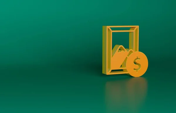 Ikone Der Auktion Orange Isoliert Auf Grünem Hintergrund Versteigerungsgebot Verkauf — Stockfoto