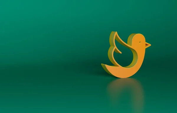 Orange Dove icon isolated on green background. Minimalism concept. 3D render illustration.