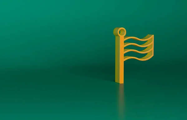 Orange Flag Of Egypt icon isolated on green background. Minimalism concept. 3D render illustration.